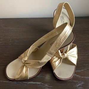 Michael Kors gold leather sling back sandals